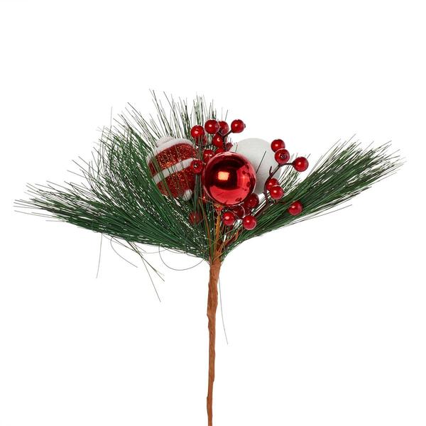 Evergreen Berries & Christmas Balls Pick