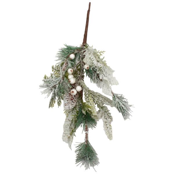 Life Like 18in. White Berries/Pinecones/Greens Pick