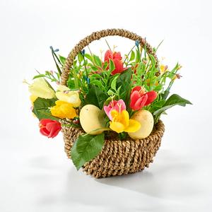 Artificial Tulips/Leaves & Eggs Basket
