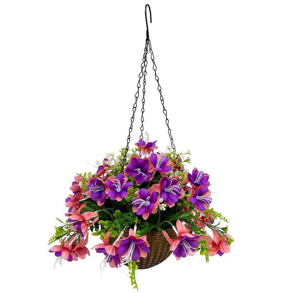 Life-Like Fuchsia in Hanging Plastic Basket