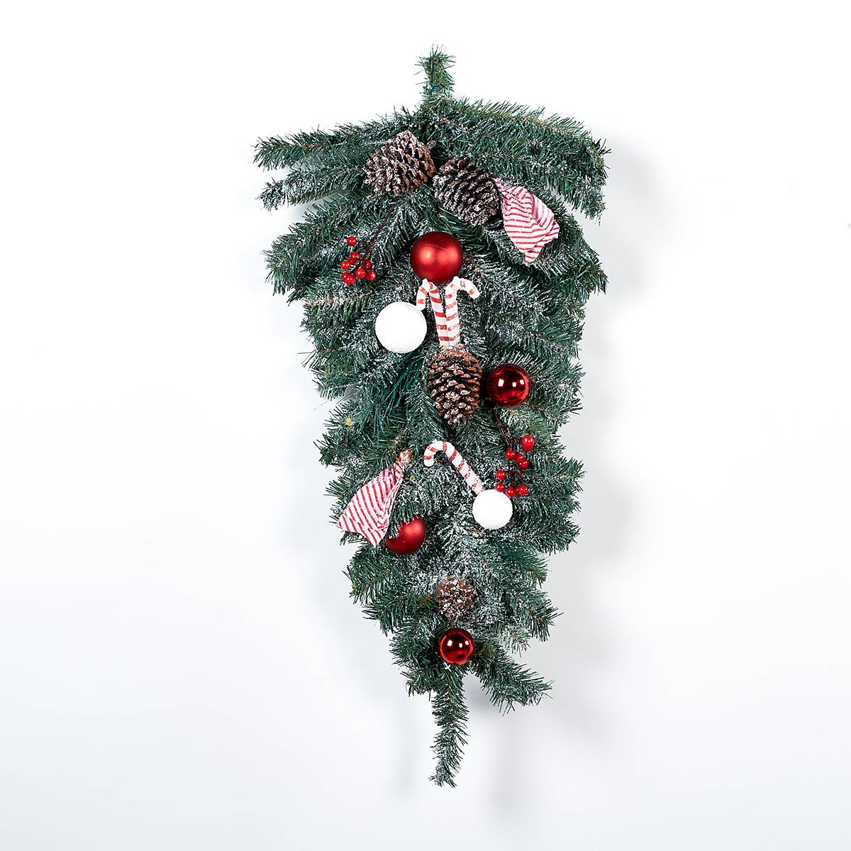 36in. Life-Like Teardrop W/Candy Canes & Pine Cones