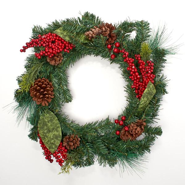 Pine Cone & Red Berry Wreath