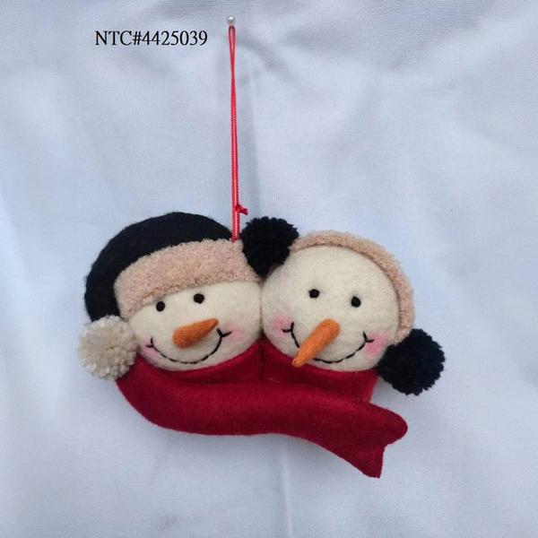 Snowman Couple Plush Ornament