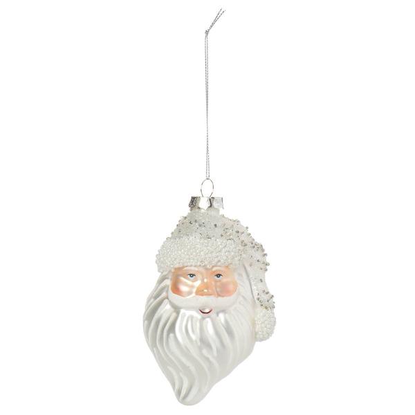 Glass Santa Claus Face Christmas Ornament