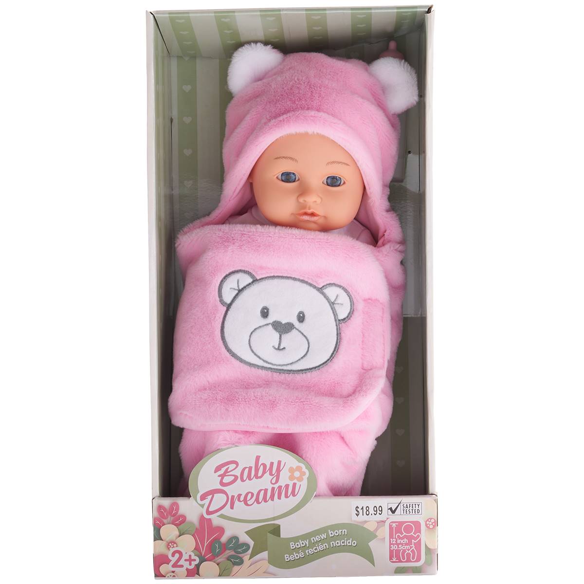 Gi-Go Toys Baby Dream 12 New Born Doll In Pink Swaddle