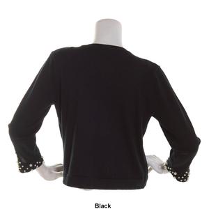 Womens Nina Leonard Long Sleeve Pearl Trim Cuff Shrug alternate view
