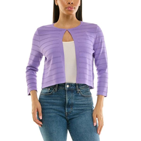 Womens Nina Leonard 3/4 Sleeve Pointelle Stitch Bolero Shrug alternate view