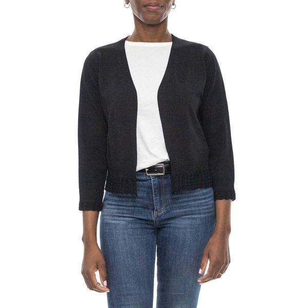 Womens Nina Leonard 3/4 Sleeve Ruffle Hem Bolero Shrug
