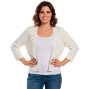 Womens Nina Leonard 3/4 Sleeve Seam Texture Shrug