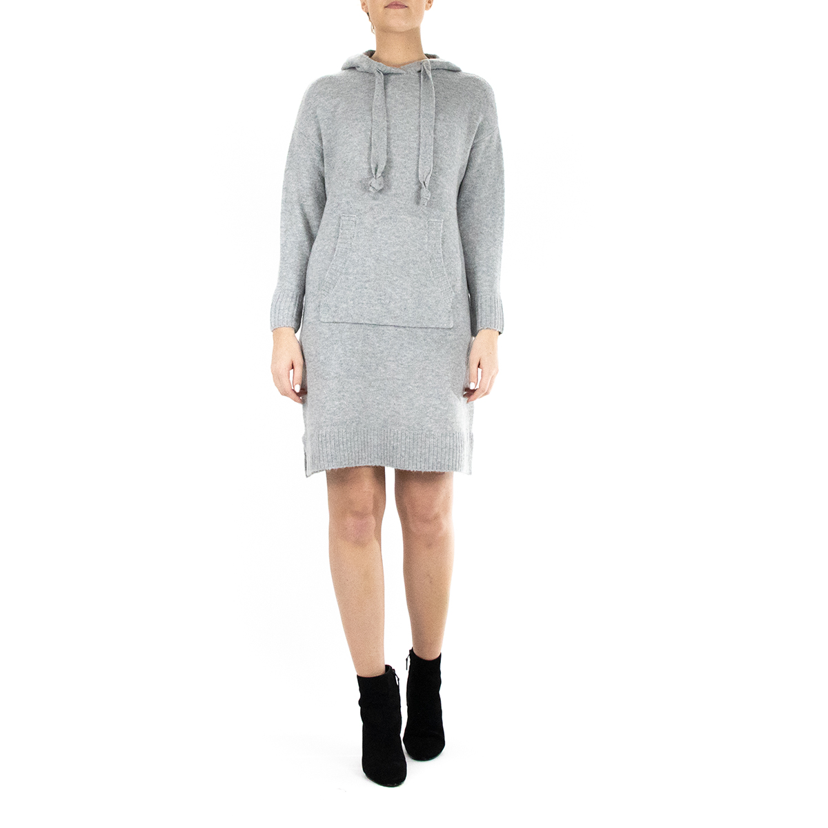 Womens Nina Leonard Hooded Kangaroo Pocket Sweater Dress