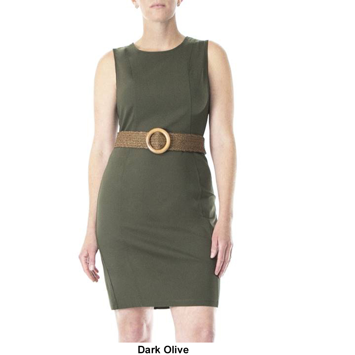 Womens Nina Leonard Sleeveless Millennium Belted Sheath Dress