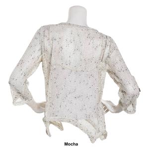 Womens Nina Leonard Coconut Button Crochet Cardigan alternate view