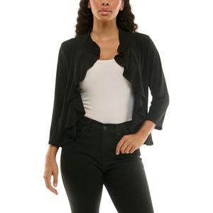 Womens Nina Leonard 3/4 Sleeve Solid Lurex Back Shrug