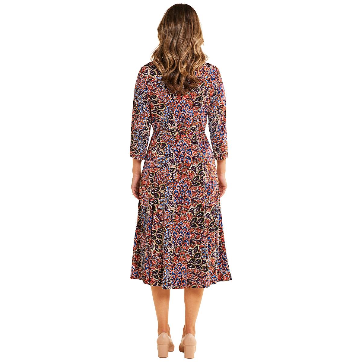 Womens Nina Leonard Long Sleeve Suzani Midi Dress