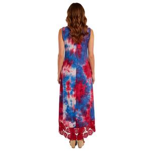 Womens Nina Leonard Sleeveless Tie Dye Lace High Low Maxi Dress alternate view