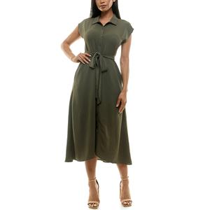 casual midi shirt dresses for women Matthew Bruch Women's Button-Up Dress, Avocado Striped Tencel Linen | Size: 4 3d flower mini dress Frock Pakistani Birthday Dresses Color:AS PHOTO(White) beach vacations