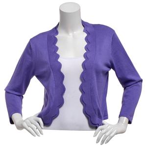 Womens Nina Leonard 3/4 Sleeve Double Scallop Edge Shrug alternate view