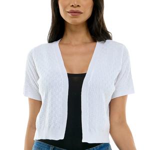 Womens Nina Leonard Short Sleeve Box Knit Bolero Shrug