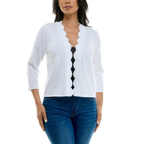 Womens Nina Leonard Mid Length Scallop Cardigan alternate view