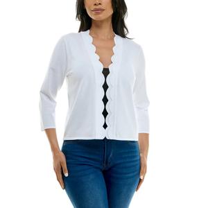 Womens Nina Leonard Mid Length Scallop Cardigan alternate view