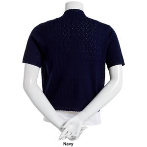 Womens Nina Leonard Short Sleeve Crochet Shrug alternate view