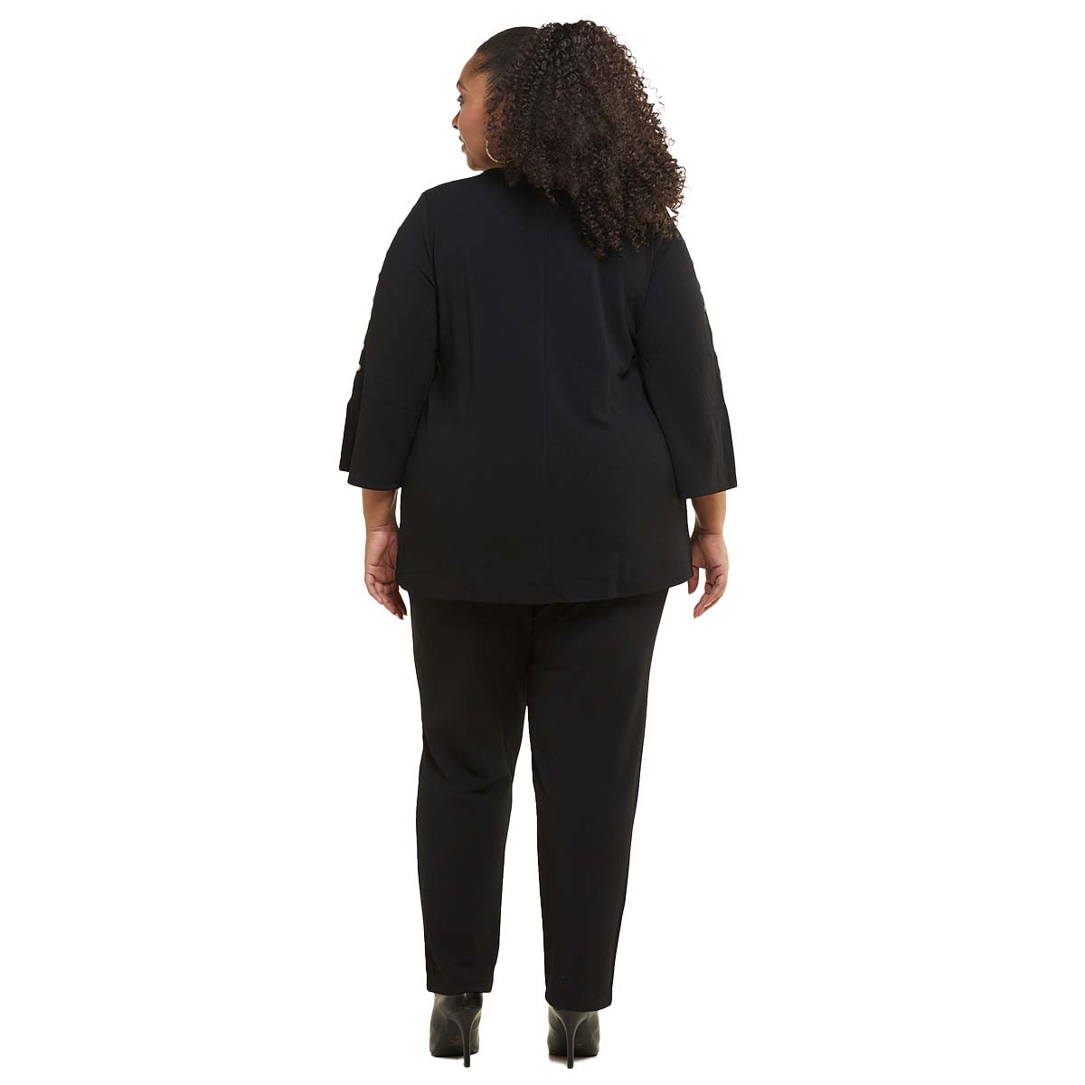 Plus Size Nina Leonard 2pc. Bell Button Sleeve Solid Pants Set