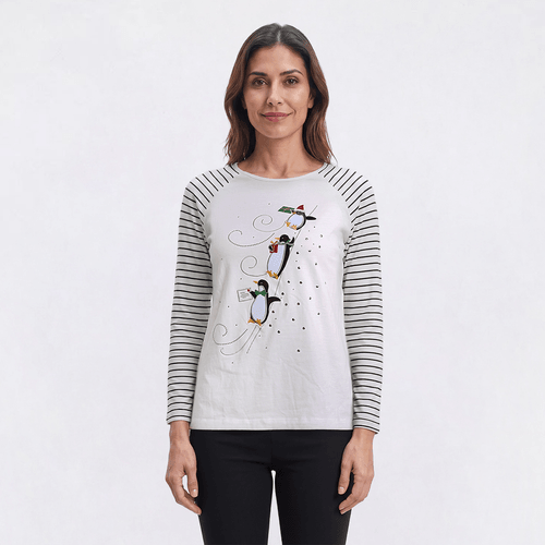 Womens Project Long Sleeve Skiing Penguins Tee alternate view