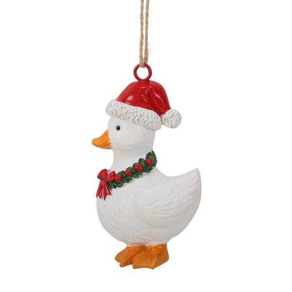Resin Duck Ornament with Santa Hat
