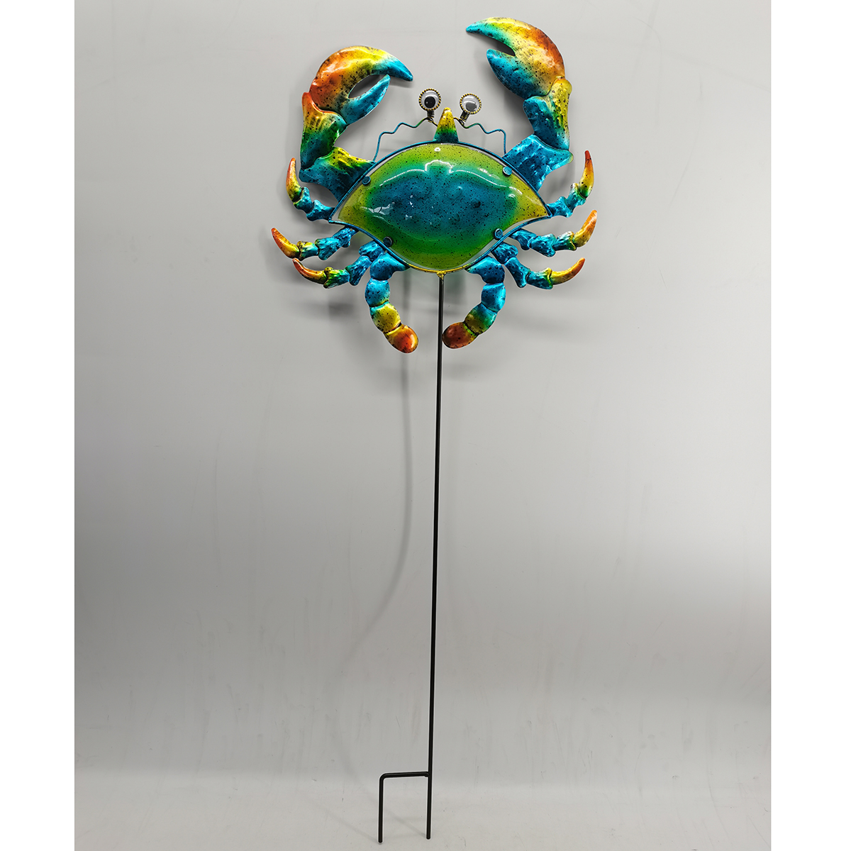 Metal Crab Stained Glass Crab Garden Stake