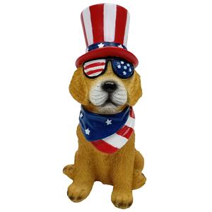 Patriotic Top Hat Dog Figurine