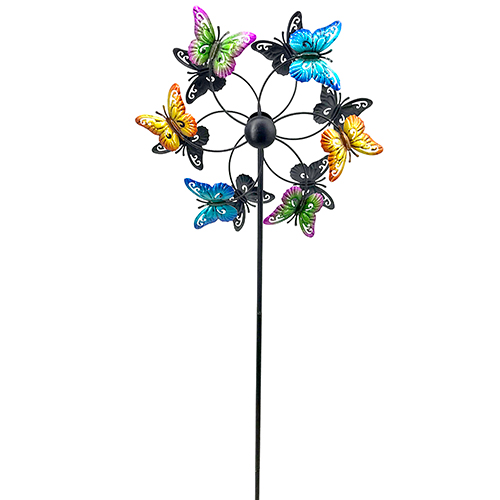 Colorful Metal Butterfly Double Wind Spinner