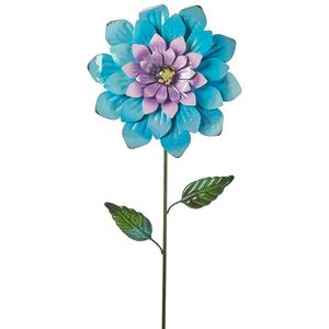 28in. Blue Metal Flower Garden Stake