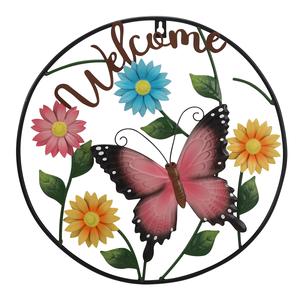Welcome Butterfly & Flower Wall Decor