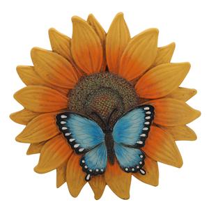 Yellow Flower & Butterfly Cement Stepping Stone