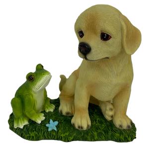 Puppy & Frog Decorative Figurine