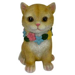 Cat with Flower Collar Figurine