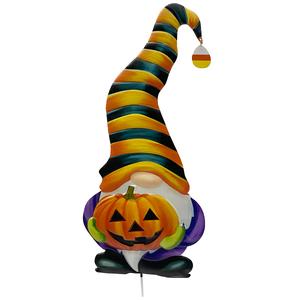 Gnome Holding Jack O' Lantern Stake