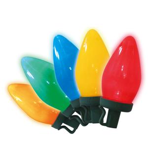 25 Multi-Color LED C9 Ceramic Holiday Light Set with Green Wire