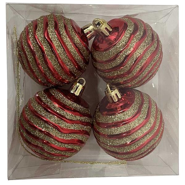 Shatterproof Glitter Waves Ornaments - Set of 4