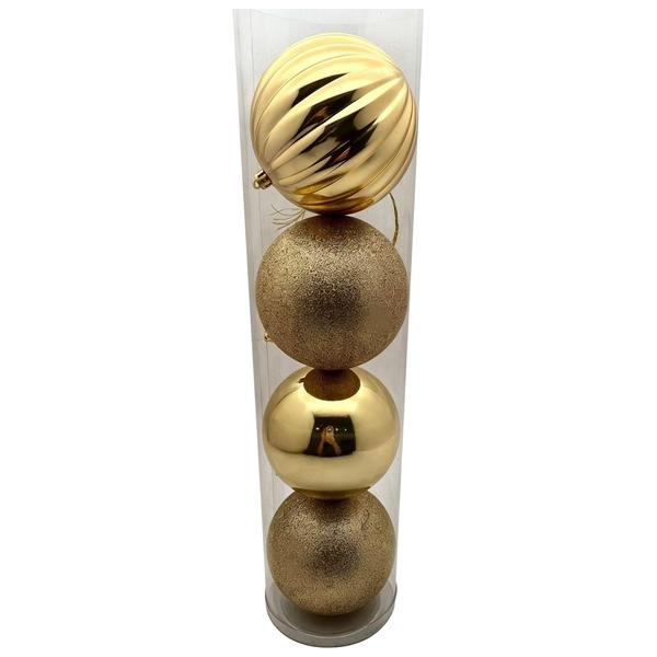 4pc. Gold Finish Shatterproof Ball Ornaments