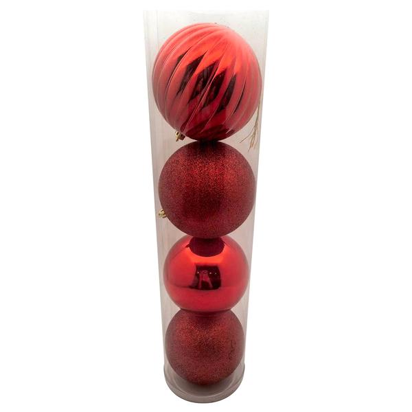 4pc. Red Finish Shatterproof Ball Ornaments