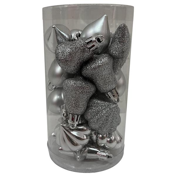 Silver-Tone Shatterproof Multi-Shaped Ornaments