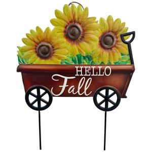 Hello Fall Metal Wagon Stake