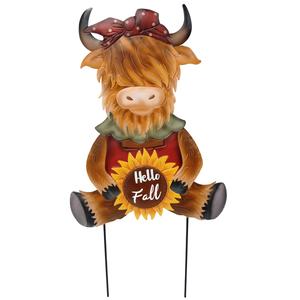 Highland Cow Hello Fall Stake