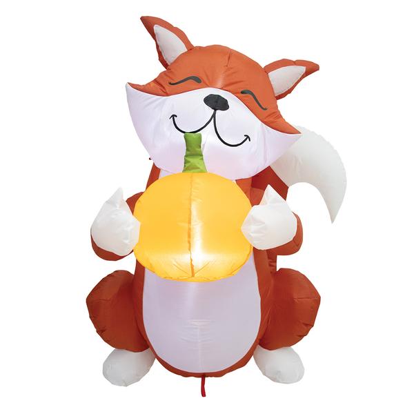 4ft. Inflatable LED Fox Holding a Pumpkin