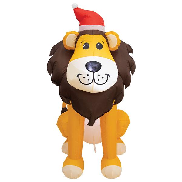 Inflatable 4ft. Lion with Santa Hat