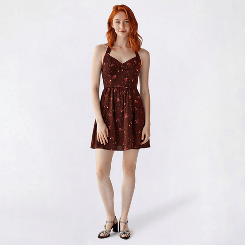 Juniors Trixxi Floral Dot Halter Skater Dress alternate view