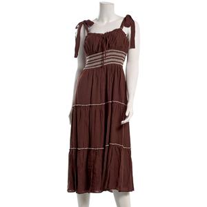 Juniors Trixxi Tie Shoulder Top Stitch Midi Dress alternate view