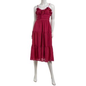 Juniors Trixxi Solid Gauze Smock Ruffle Bodice Midi Dress alternate view