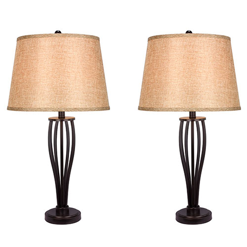 Fangio Lighting Set Of 2 Metal Cage Table Lamps